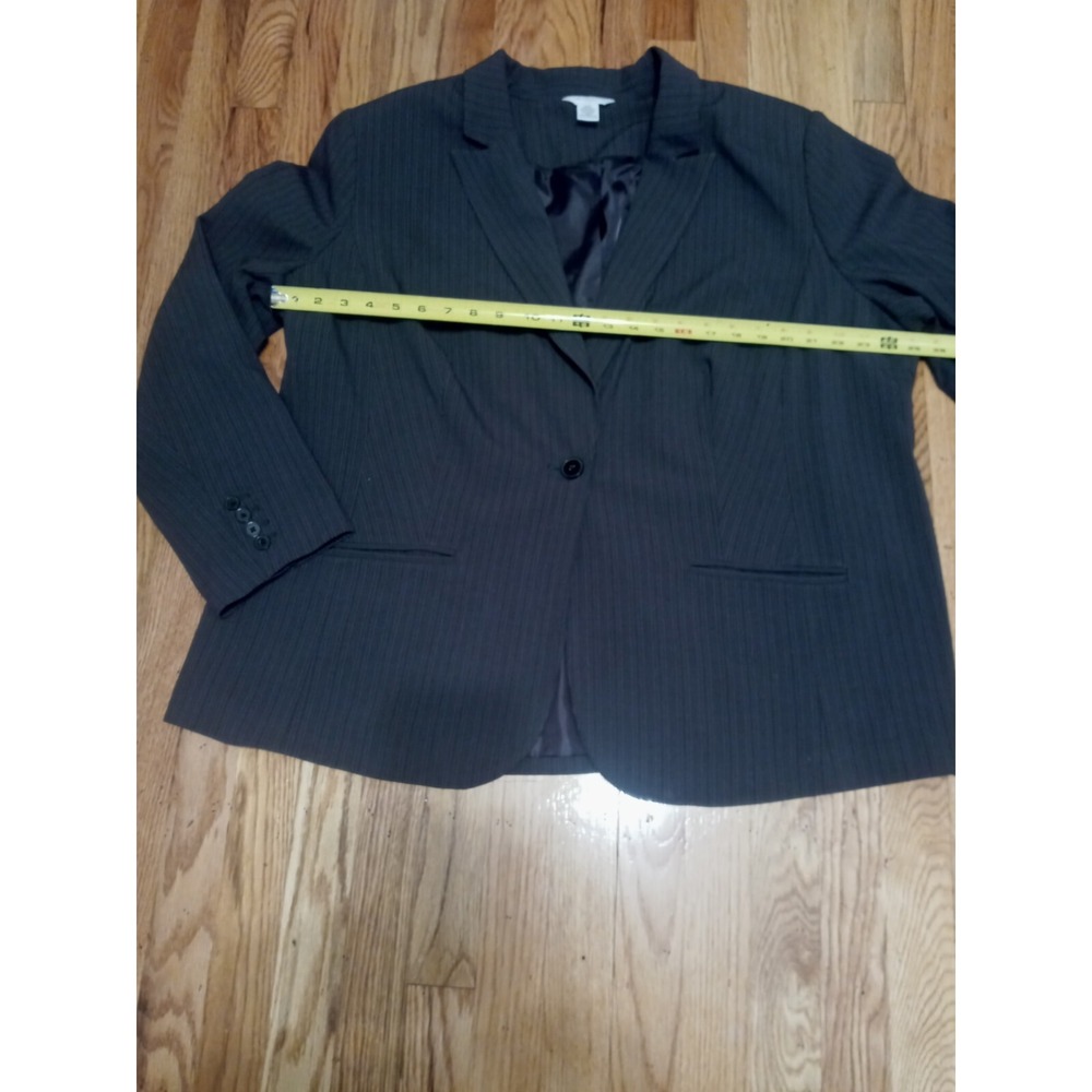 Liz Claiborne Women Blazer Size 22 One Button Pinstripe Gray
